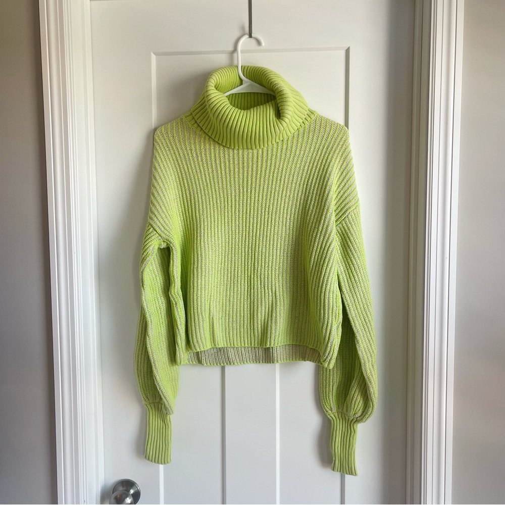 Neon Green Turtleneck Sweater